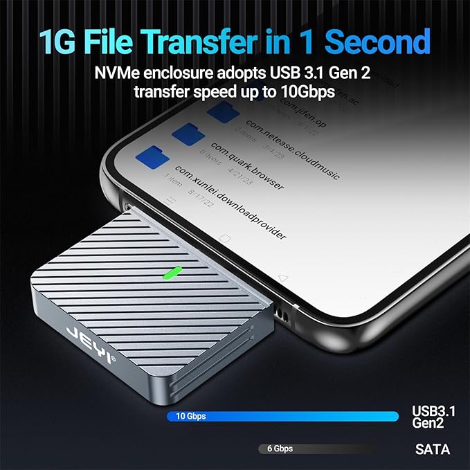JEYI 2230 M.2 Enclosure, Direct-Attached Wire-Free USB C 10Gbps M.2 NVMe SSD Enclosure Adapter, 2tb Max - i9 Zebra 2230C