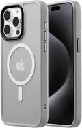 Tigowos Compatible with iPhone 15 Pro Max case Fits MagSafe 10FT Drop Resistant Matte Skin Feeling Shockproof Back Cover Fits iPhone 15 Pro Max Phone Cases，Grey