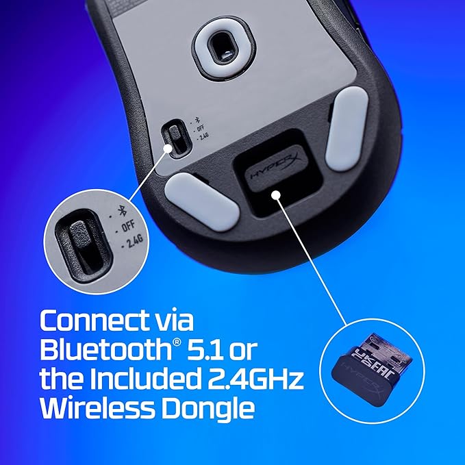 HyperX Pulsefire Haste 2 Mini – Wireless Gaming Mouse for PC Compact Lightweight Bluetooth 2.4GHz Black