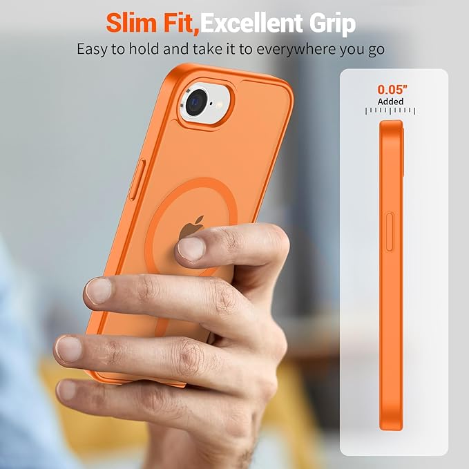 SUPFINE Magnetic for iPhone 17e Case/iPhone 16e Case (Compatible with MagSafe) (Military Grade Drop Protection) Translucent Matte Shockproof Phone Cover,Starry Orange