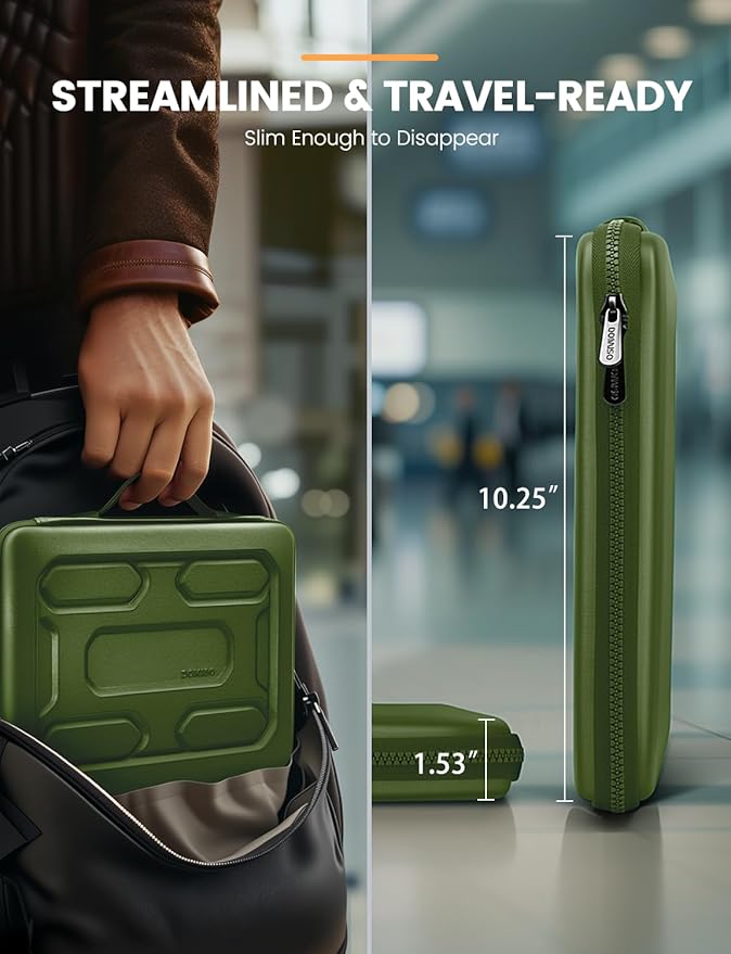DOMISO 13.3 inch Laptop Sleeve with Handle Shockproof Computer Bag Waterproof EVA Protective Carrying Case for 13-13.3 inch Notebooks/13 MacBook Air/MacBook Pro Retina/Dell XPS 13/HP,Green