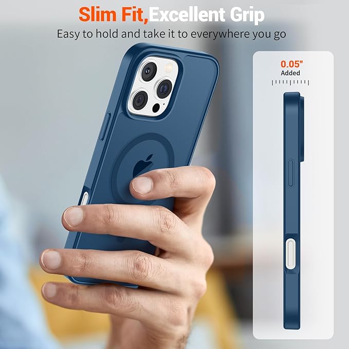 SUPFINE Magnetic for iPhone 16 Pro Max Case (Compatible with MagSafe) (Military Grade Drop Protection) Translucent Matte Shockproof with Anti-Fingerprint Phone Case,Deep Blue