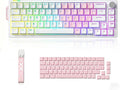 68% Wired Gaming Keyboard with Volume Knob, RGB Backlit, Mechanical Keyboard Gasket Mount with PBT Keycaps,8000 Hz Polling Rate, Hall Effect Cream Switches, Hot-Swap, for FPS Games (White+Pink)