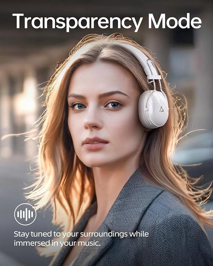 ACEFAST H7 Noise Cancelling Headphones, Wireless Over Ear Headphones, Headsets for Women with 7 Color Ear Pads, 60H Playtime, Bluetooth 5.4, Deep Bass, Ultra-Light for Travel, Home, and Office