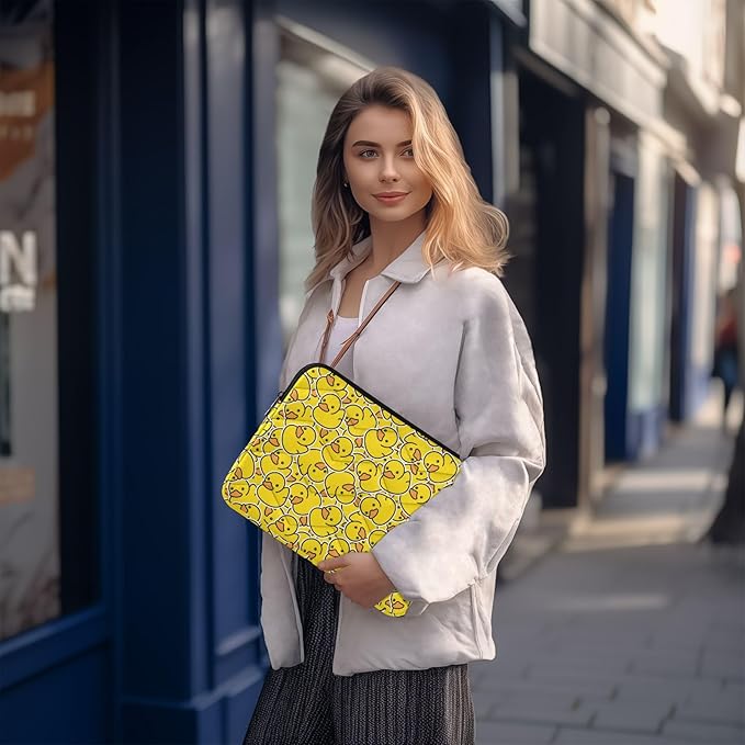 SLENDER Cute Laptop Sleeve - 13 inch DAZZLING YELLOW Duck Design Tablet Bag - Waterproof WOMEN'S/MEN'S Laptop Accessories