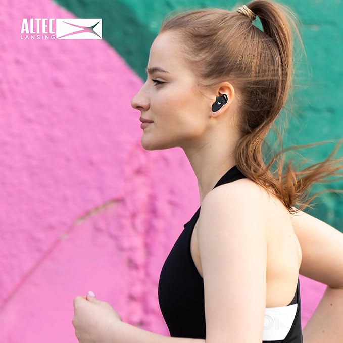 Altec Lansing Nanobuds ANC 2.0, Bluetooth Earbuds with Hybrid ANC, Waterproof Earbuds, Wireless Ear Buds with Voice Assistant, Sport Earbuds with 36hr Battery (Black)