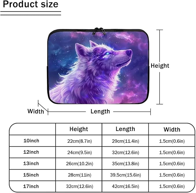 Galaxy Wolf Laptop Protective Sleeve for Women Men Computer Sleeve 17 inch Laptop Case Bag Portable Computer Carrying Case Suitable GITS for Teens Boys Tablet Bags Purple
