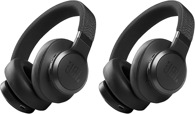 JBL Live 660NC - Wireless Overear Noise Cancelling Headphones, Signature Sound, Voice Assist, Up to 50Hrs of Battery with Speed Charging, Comfort-fit Fabric Headband & Carrying Pouch, (Pack of 2)