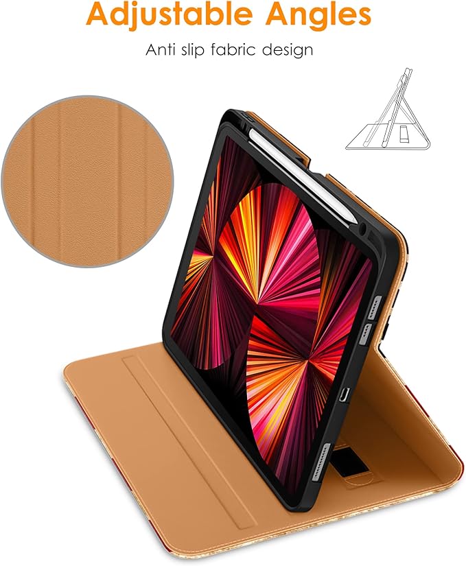 DTTO Case for iPad Pro 11 Inch 4th / 3rd / 2nd / 1st Generation 2022/2021/2020/2018,Premium PU Leather Folio Stand Cover with Hand Strap, Auto Wake/Sleep,Multiple Viewing Angles, US Flag