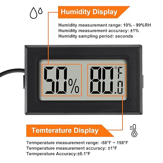 6Pcs Mini Digital Thermometer Hygrometer Gauge with Probe Sensor LCD Display Meter Indoor Temperature Humidity Fahrenheit Meter for Incubator Reptile Plant Tank Garden ℉
