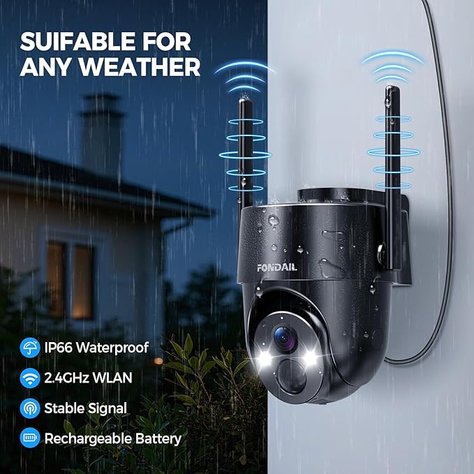 Solar Security Cameras Wireless Outdoor, 2K 360° View Solar Powered WiFi 3MP Security Camera for Home Security with Color Night Vision, PIR Detection, 2-Way Audio, Motion Alert, Easier to use