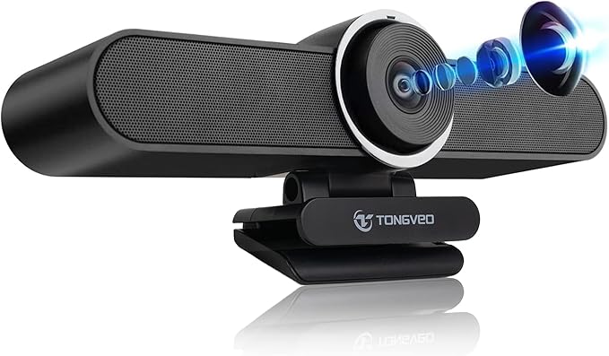 4K Webcam Conference Call TV Room Web Camera with Dual Microphones &Speaker, | All-in-One USB Video Camera, 116° Wide Angle, AI Auto Framing | Compatible with Zoom, OBS