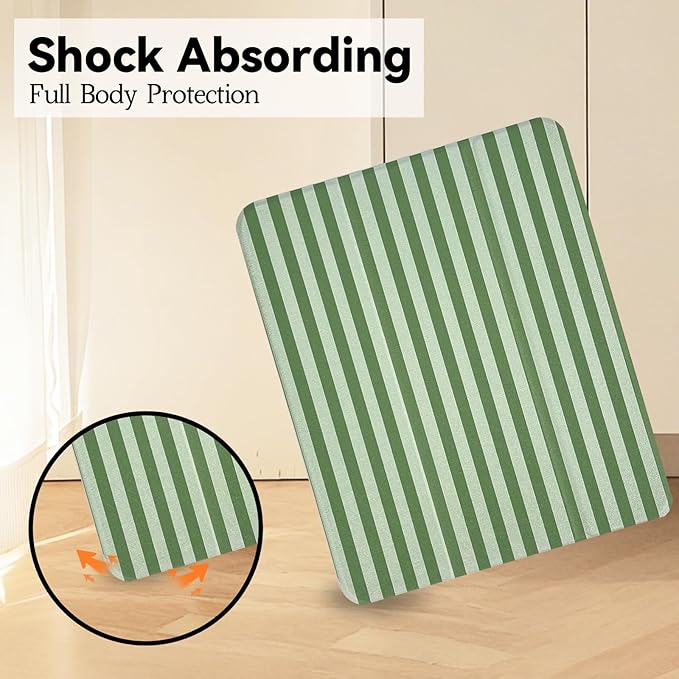 Lovmooful Compatible for iPad Pro 12.9-Inch 2022/2021/2020/2018 (6th/5th/4th/3rd Generation) Case with Pencil Holder Cute Striped with Aesthetic Design Soft TPU Trifold Stand Protective-Dark Green