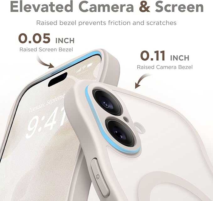 CAPRARO Magnetic for iPhone 17 Case for Women Girls, Upgraded [Full Camera Protection] [Compatible with MagSafe] Cute Wave Translucent Matte Phone Case for iPhone 17, Stone