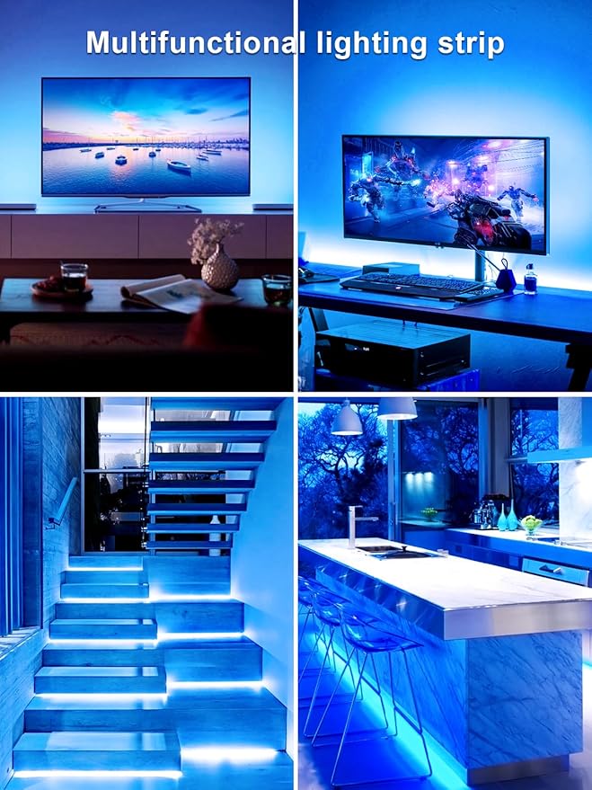 KANTUTOE TV Lights Behind, 19.68ft LED Lights for 55-85 Inch TV, RGB TV Backlight, Music Sync Bluetooth APP and Remote Control Strip Lights USB Powered for Bedroom Gaming Room Decor