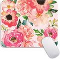 Square Mouse Pad Pink Watercolor Flower, Personalized Premium-Textured Custom Mouse Mat Design, Washable Mousepad Cloth, Non-Slip Rubber Base Computer Mouse Pads for Wireless Mouse