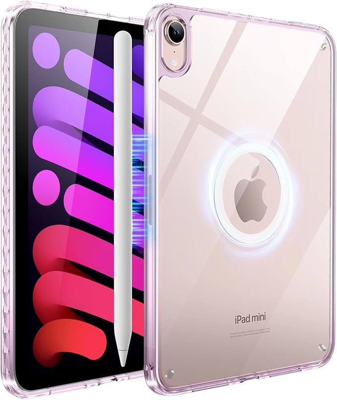 Case for iPad mini A17 Pro, iPad mini 6 case, Compatible with Magsafe, Clear Back with TPU Frame, Slim Lightweight Protective Case for 8.3“ iPad mini (ClearPink)