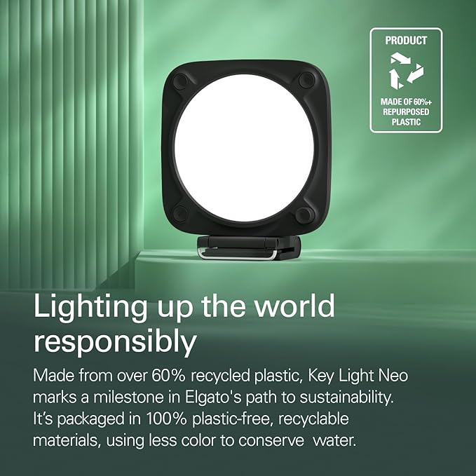 Elgato Key Light Neo (Black) – Professional Video Call Light, No Glare, Adjustable Monitor Mount, Manual or Wi-Fi Control, Office/Streaming, Teams/Zoom/Slack/Twitch/YouTube – Laptop, PC, Mac