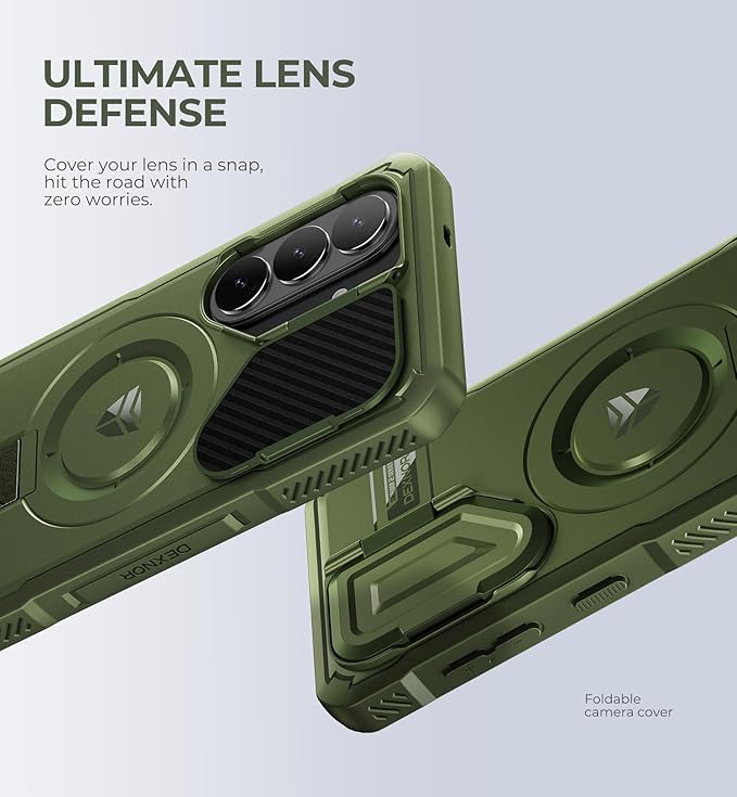 Dexnor for Samsung Galaxy S26 Case with Camera Cover & Adjustable Kickstand & Screen Protector, Compatible with MagSafe, Rugged Shockproof Bumper Cases Magnetic Protective Cover(2026),6.3",Army Green
