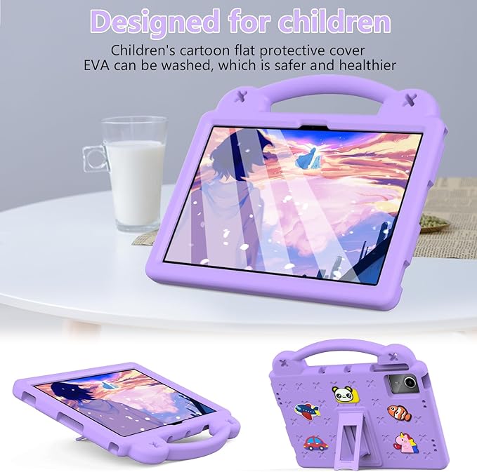 AKABEILA Compatible with Lenovo Tab M11/Tab P11 Plus/Tab P11/Xiaomi Redmi Pad SE(2023) 11 inch Tablet Case, Kids Shockproof Protective Case with Stand Handle for Girl Kid Gift- Light Purple
