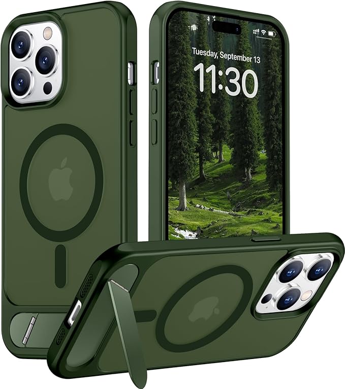 Magnetic Compatible with iPhone 14 Pro Case, [Built-in Invisible Kickstand][Compatible with MagSafe] [Military Grade Shockproof] Slim Translucent Matte Phone Case for iPhone 14 Pro 6.1"
