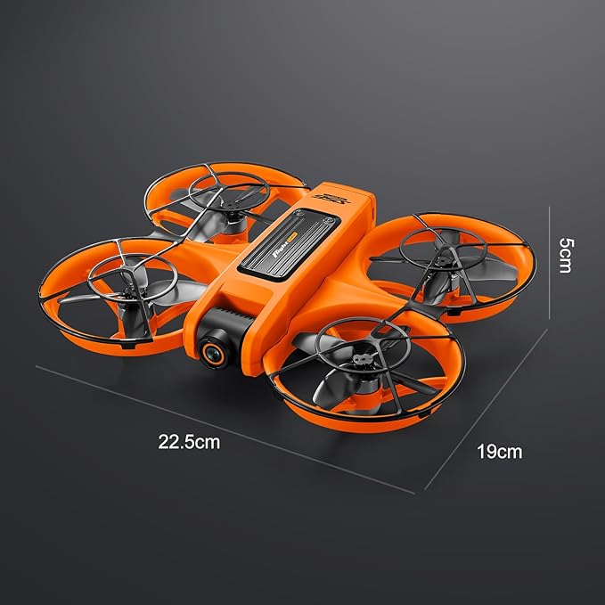 RC Drone with HD Dual Camera & Night LED, Brushless Motor Optical Flow Positioning Headless Mode S156 Mini Quadcopter, Beginner-Friendly FPV Photography Drones with 2 Batteries for Adults (Orange)