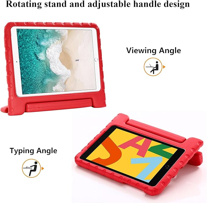 Kids Case for iPad Pro 10.5" 2017 & iPad Air 3rd Gen 10.5 inch 2019, with Rotating Handle/Stand Soft Shockproof EVA Drop Proof Lightweight Kids Girl Boy Kickstand Protective Cover,Red