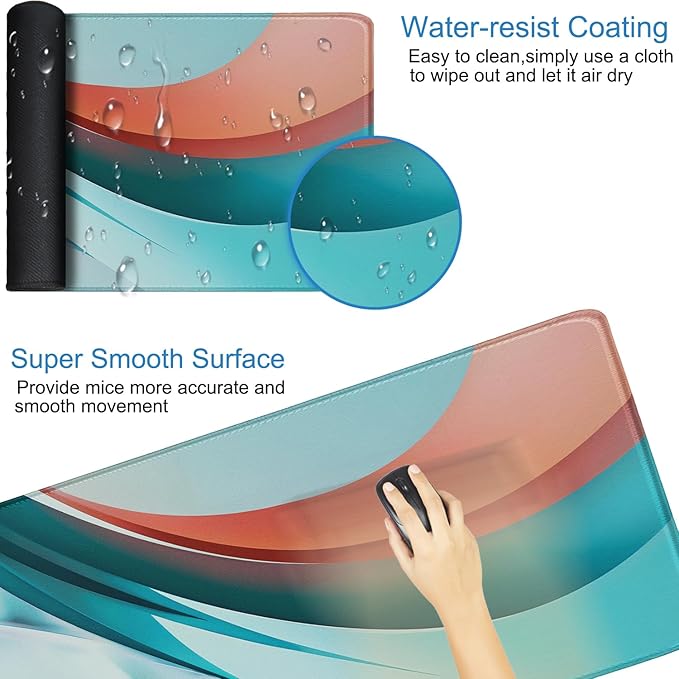 Extra Large Gaming Mouse Pad 31.5 x 11.8 in, Waterproof Mousepad with Stitched Edges, Premium Microfiber Cloth Surface, Non-Slip Base Keyboard Desk Mat for Home Office Gaming, Desktop Blue Red