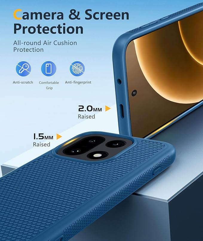 FNTCASE for OnePlus 15 Case: 14FT Heavy Duty Military Grade Drop Protection for One Plus 15 Case with Screen Protector, Non-Slip Anti-Fingerprint Shockproof Matte Soft TPU Phone Cover - Blue