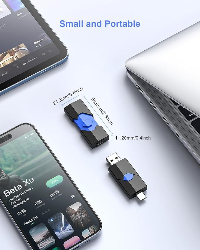 JUANWE 64GB USB Flash Drive 2.0 Type C + USB A Thumb Drive Retractable Dual Flash Drive Type C Memory Stick 2 in 1 Jump Drive for iPhone, iPad, Android Phones, Tablet, Laptop, Computers