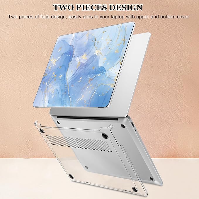 Slim Protective Case for 13 inch Microsoft Surface Laptop 2025 Copilot+PC Model 2095, Lightweight Anti-Scratch Printed Pattern Plastic Hard Shell Case Cover, Blue Marble