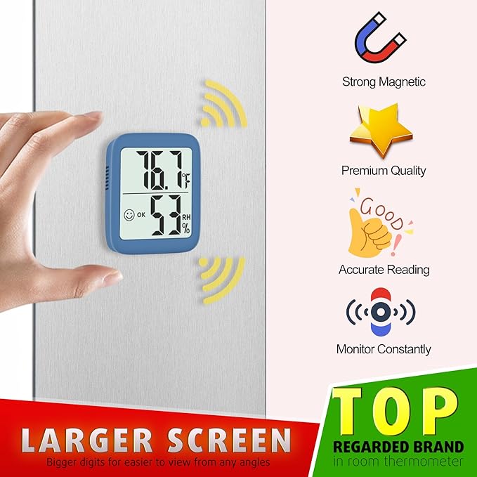 Antonki 2 Pack Room Thermometer for Home, Hygrometer Indoor Humidity Meter Gauge, Digital Temperature and Humidity Monitor Sensor for House, Terrarium, Incubator, Greenhouse - Battery Included