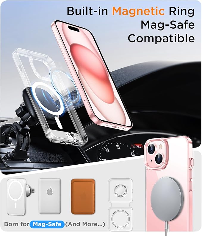 Magnetic Compatible with iPhone 15 Case, [Built-in Invisible Kickstand][Compatible with MagSafe] [Military Grade Shockproof] Slim Thin Phone Case for iPhone 15 6.1"