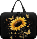 Sunflower Butterfly 10-17 Inch Laptop Sleeve, Portable Computer Bag Tablet Carrying Case with Handle, Women Business School Tote Bags Notebook Case Handbag Briefcase
