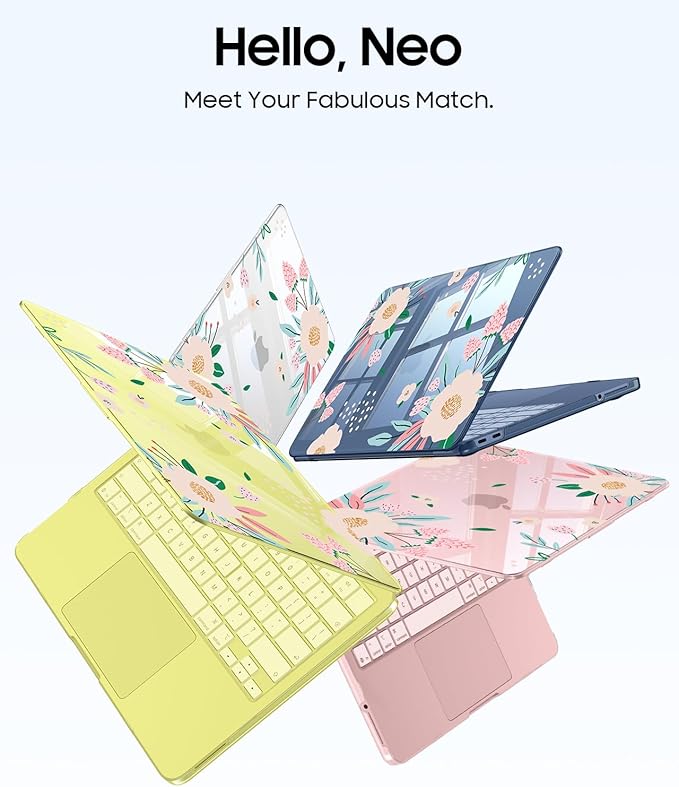 Fintie Case for MacBook Neo 13 Inch A3404 (2026 Release) - Protective Ultra-Thin High Transparency Snap On Hard Shell Cover for MacBook Neo 13" with A18 Pro Chip (Crystal Camellia)