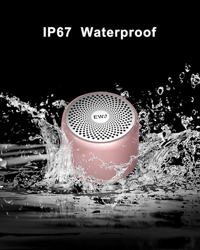 EWA Travel Case Packed, A106 Pro Portable Bluetooth Speaker with Custom Bass Radiator, Brief Design, IP67 Waterproof, Perfect Mini Speaker for Shower, Room, Bike, Car (Rosegold)
