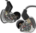 CCZ Yinyoo Melody in Ear Monitors Earphones Headphones Wired Earbuds without Microphone IEM HIFI Bass with 1DD 1BA, Ear fins, 4N OFC Cable for Musicians, Singer, on Stage, Studio (no mic, clear black)