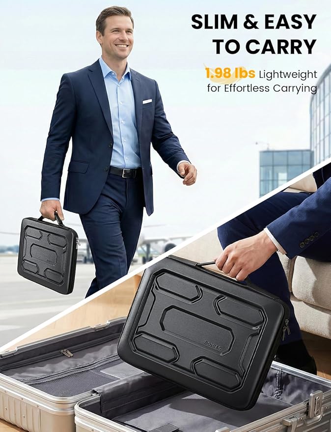 DOMISO Laptop Hard Case 17-17.3 inch Waterproof Shockproof Hard Shell Laptop Sleeve with Handle & Storage Pocket, Compatible with MacBook, HP, Dell, Black