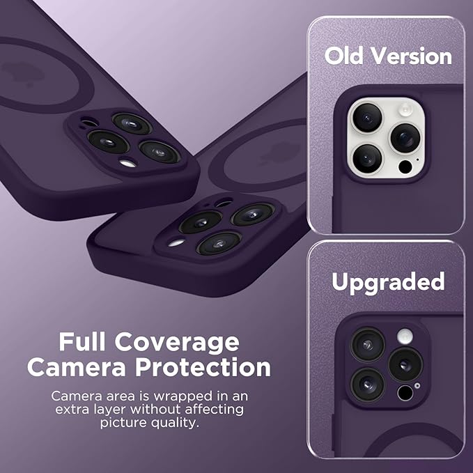 CAPRARO Magnetic for iPhone 13 Pro Case, [Compatible with MagSafe] [Full Camera Protection] Shockproof Protective Slim Translucent Matte Phone Case for iPhone 13 Pro 6.1'', Deep Purple