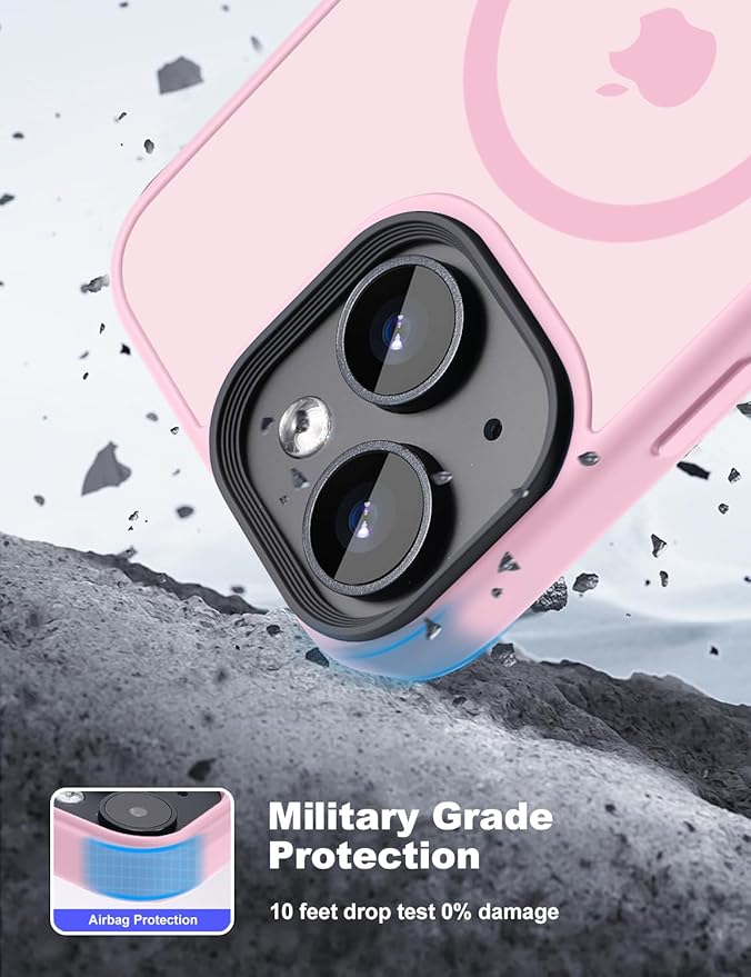 Tigowos for iPhone 15 Plus&iPhone 14 Plus Phone Case Fits MagSafe 10FT Drop Resistant Matte Skin Feeling Back Cover for iPhone 15 Plus&iPhone 14 Plus Case，Light Pink