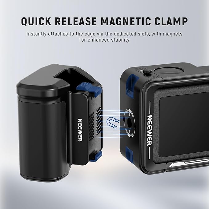 NEEWER AC034 Side Handle Only for AC014 Cage Compatible with DJI Osmo Action 5 Pro/4/3, Modular Quick Release Magnetic Action Camera Mount Adapter with Grip & Cold Shoe Shutter Extender Bar, Black
