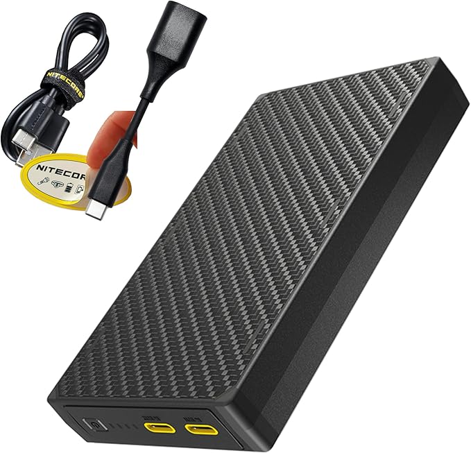 Nitecore NB20000 Gen 3 20000mAh Power Bank, Fast Charging QC PD Dual USB-C Ports Compatible with iPhone, Samsung Galaxy and Tablets with USB Charging Cable