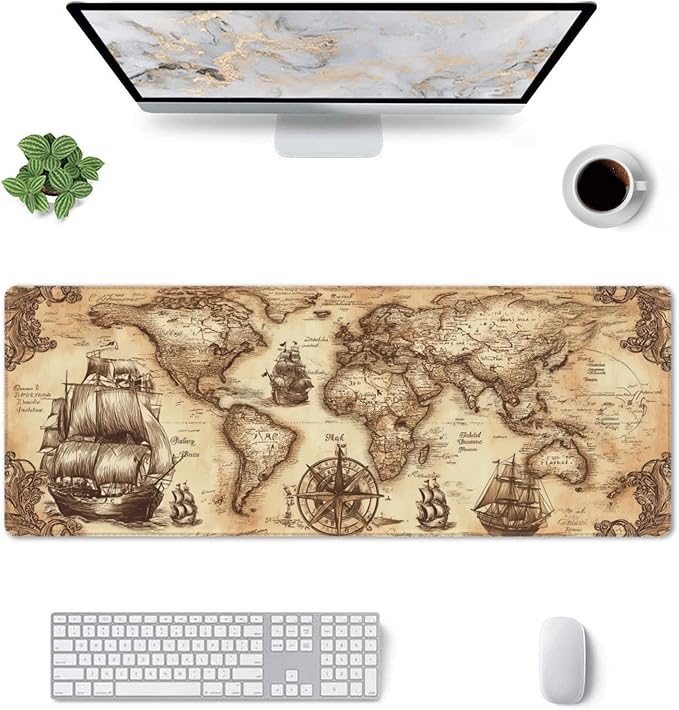 Nautical Compass Mouse Pad Extended Large Gaming Mouse Pad XL Stitched Edges for Gamer Home Office 31.5 X 11.8 Inch