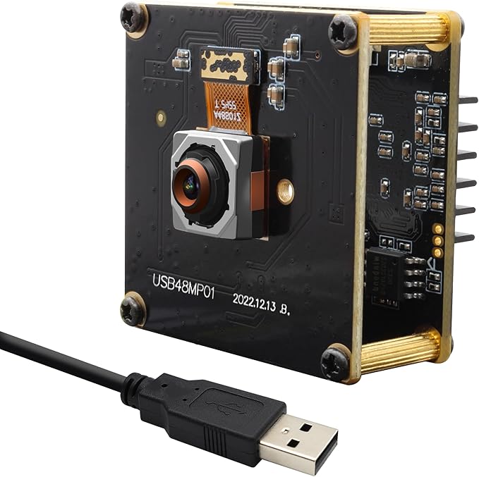 48MP Ultra HD Autofocus USB Camera – 4K Video & 8000×6000 Still – 70° No Distortion Lens for Lightburn Laser Engraver | Machine Vision | Embedded Systems