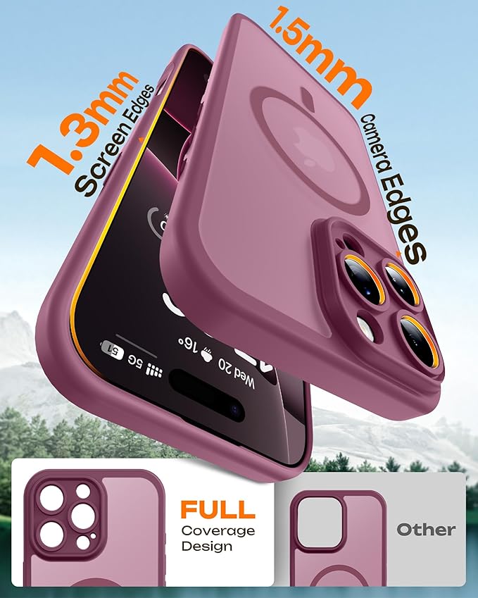 TOCOL for Phone 16 Pro Max Case, Compatible with Magsafe Charger, Full Camera Protection, Drop Protection, Translucent Matte Phone Case for iPhone 16 Pro Max 6.9 inch (Plum)