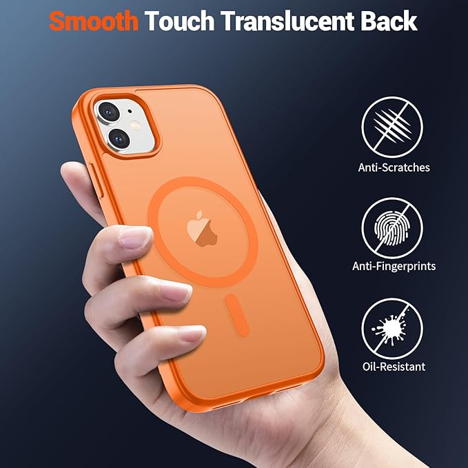 SUPFINE Magnetic for iPhone 12 Case/iPhone 12 Pro Case (Compatible with MagSafe)(Military Grade Drop Protection) Translucent Matte Shockproof Phone Cover,Starry Orange