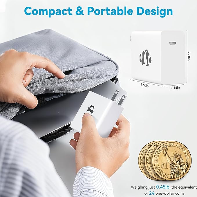 NIMO MacBook Pro Charger, 100W GaN USB C Charger Compatible with MacBook Air, Samsung Galaxy, NIMO Laptops, iPad Pro, and More, Fast Charging, Durable & Compact Design, Includes 6.6FT USB C Cable