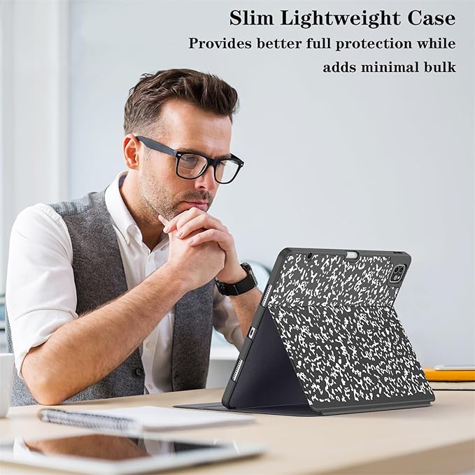 Supveco Case for iPad Air 13 Inch (M3) 2025/(M2) 2024 with Pencil Holder,Premium Folio Stand Case with Soft TPU Back Cover,and Auto Wake/Sleep-Book
