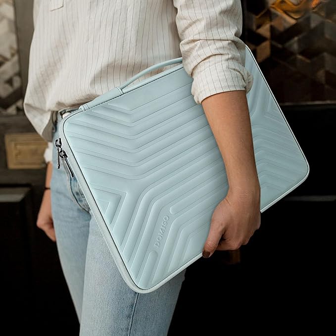 DOMISO 17.3 Inch Laptop Sleeve Case, Shockproof Waterproof Soft EVA Protective Bag with Handle, Lightweight Carrying Case for 17-17.3" Notebook/Dell/Lenovo/HP/MSI/ASUS, Mint Green