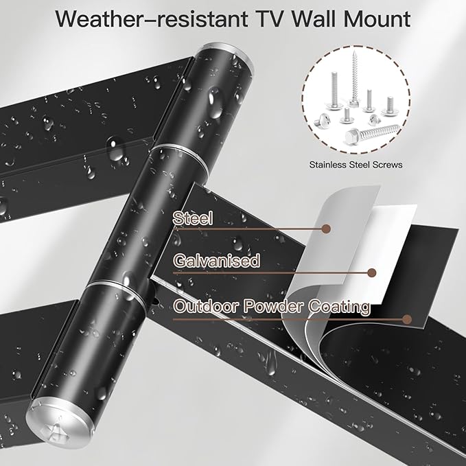 ELIVED Outdoor Long Arm TV Wall Mount for Most 26-65 Inch TVs, 37.4 Inch Long Extension TV Mount Swivel and Tilt, Max VESA 400x400mm, Full Motion Weatherproof Wall Mount tv Bracket Holds up to 77 lbs.